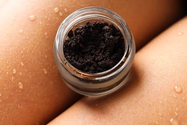 Concept of skin and face care, coffee scrub