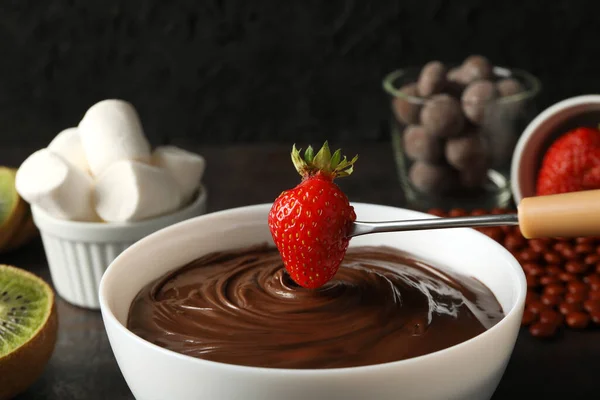 stock image Concept of tasty and sweet food - chocolate fondue