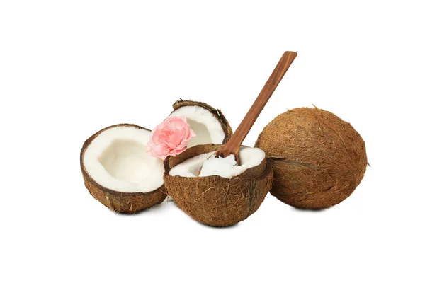 Png Kokosolja Och Kokosolja Isolerad Vit Bakgrund — Stockfoto