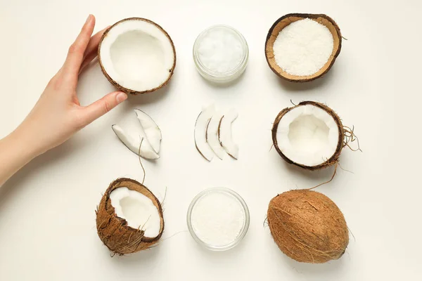 코코넛 코코넛 기름으로 돌보는 — 스톡 사진