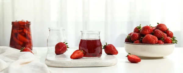 Concept of cooking tasty and sweet food - strawberry jam