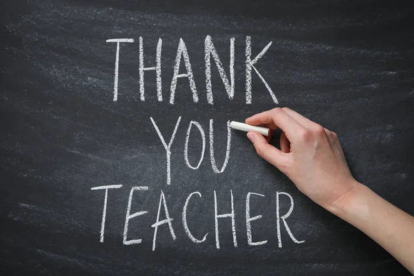 Black School Board Chalk Inscription Thank You Teacher — Stock Photo, Image