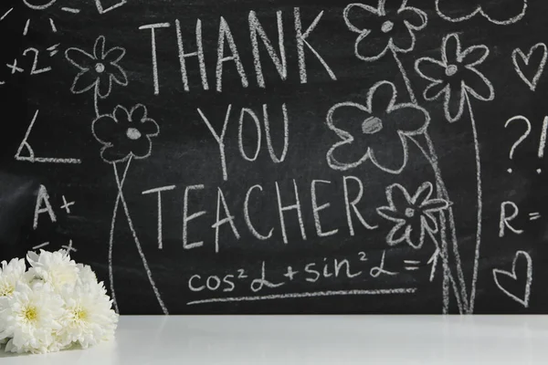 Svart Skolestyre Med Krittinskripsjon Takk Lærer – stockfoto