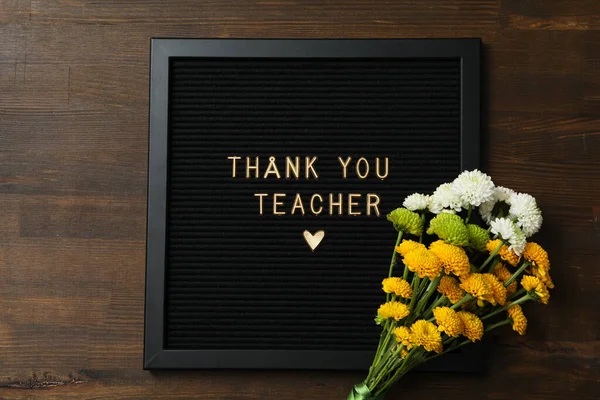 Inscription Dark Board Thank You Teacher — Stock Photo, Image