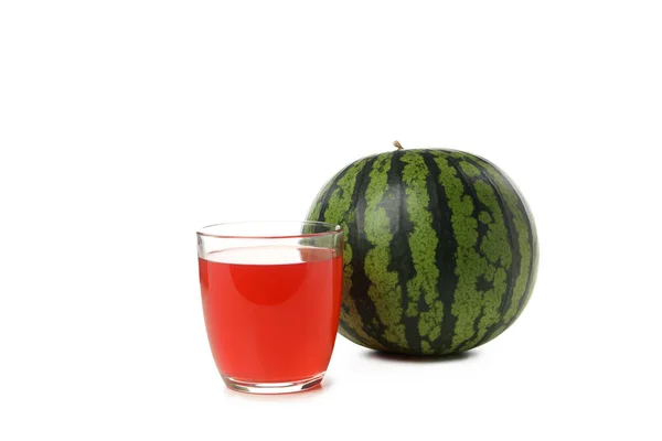 新鲜多汁的夏季饮料 西瓜汁分离的白色背景 — 图库照片
