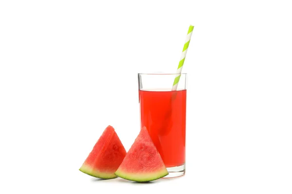 Png Fris Sappig Zomerdrankje Watermeloen Sap Geïsoleerd Witte Achtergrond — Stockfoto