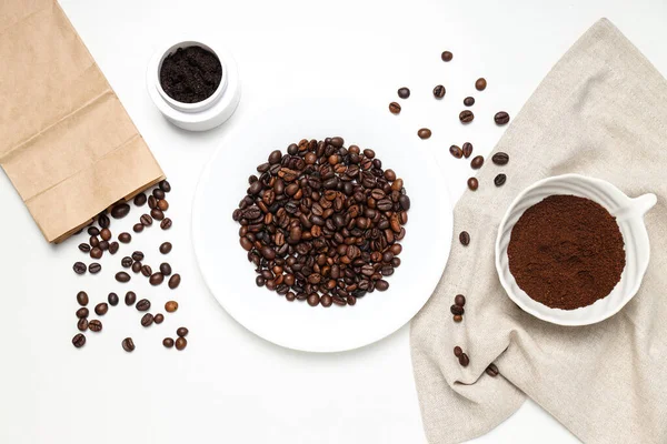 Concept Van Huid Gezichtsverzorging Koffie Scrub — Stockfoto