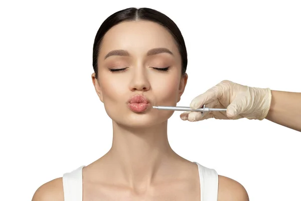 Png Girl Getting Botox Injection Isolated White Background — Stock Photo, Image