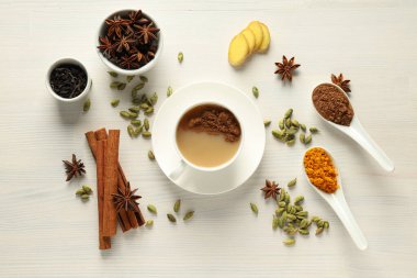 Geleneksel Hint içeceği sütlü ve baharatlı - Masala çayı
