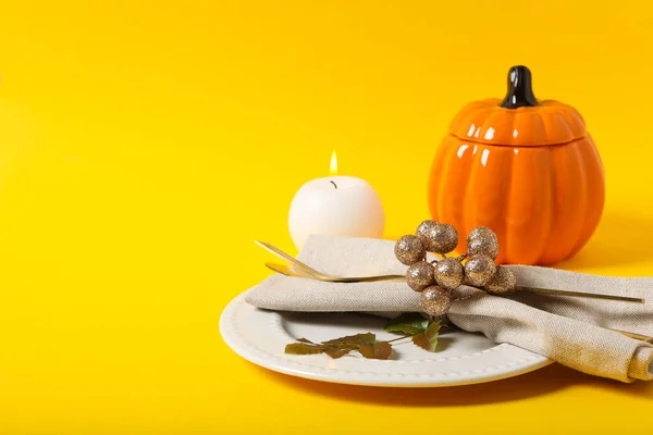 Herbstzeit Herbstzeit Tisch Decken Für Den Herbst — Stockfoto