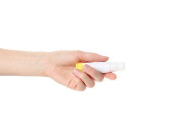 PNG, kadın el tutkalı, kopyalama alanı var, beyaz arkaplanda izole.