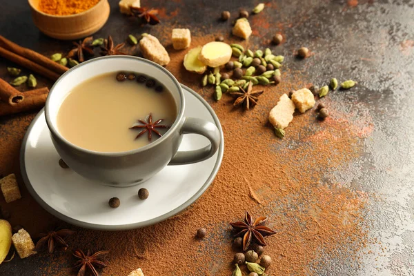 stock image Traditional Indian hot drink with milk and spices - Masala tea