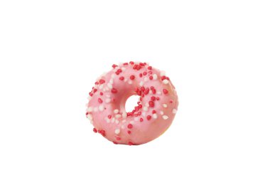 Beyaz arkaplanda izole edilmiş PNG ve pembe donut