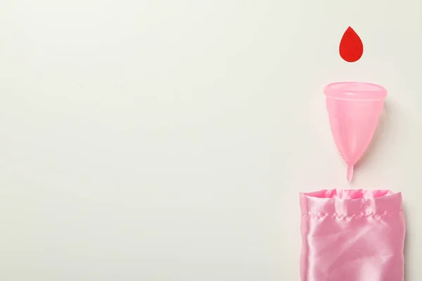 Менструальная Чашка Красной Каплей Белом Фоне — стоковое фото