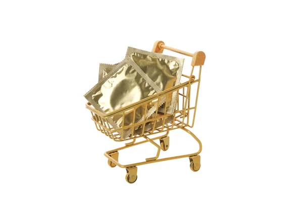 Png Condoms Shopping Cart Isolated White Background — Stock Photo, Image