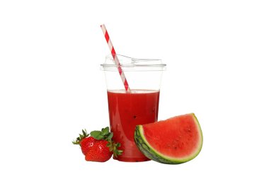 Beyaz arkaplanda izole edilmiş PNG ve karpuz smoothie
