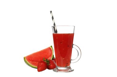 Beyaz arkaplanda izole edilmiş PNG ve karpuz smoothie