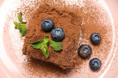 Tatlı yemek kavramı, Tiramisu keki, kapat.