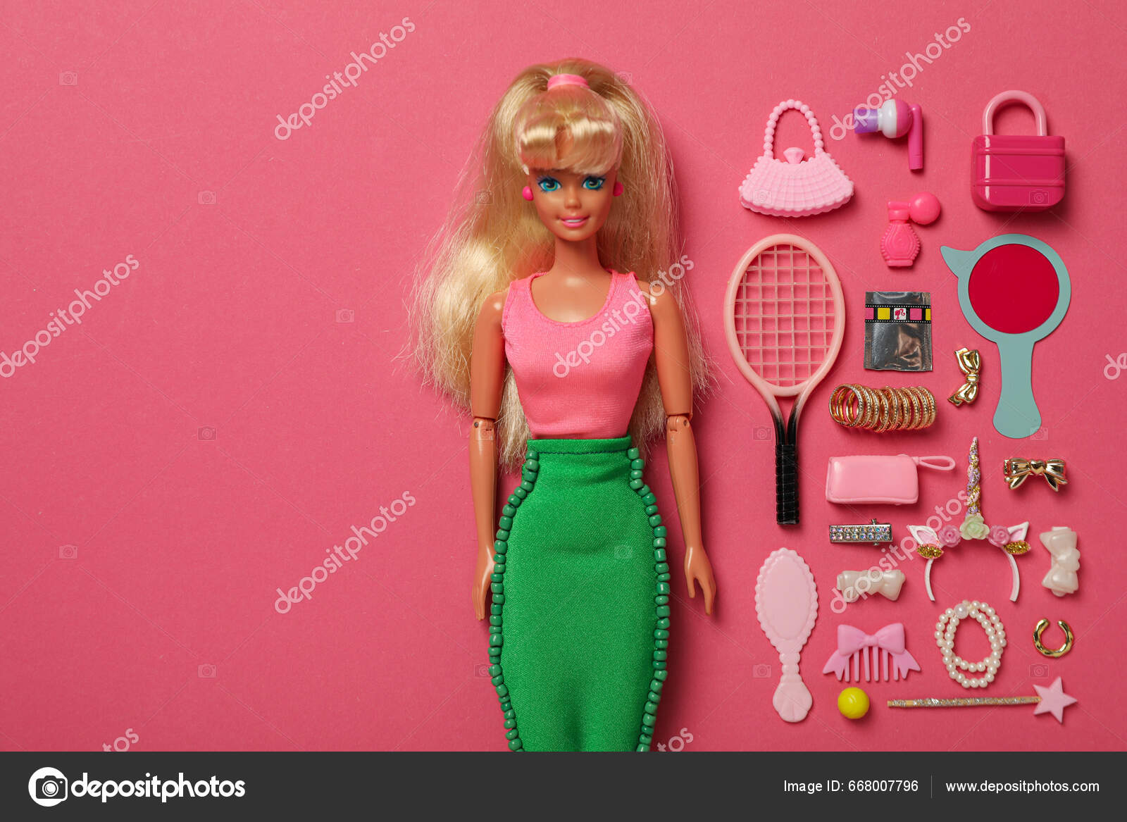 Odessa ukraine july 2023 barbie doll barbie doll accessories concept