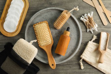 Kişisel bakım konsepti, kişisel bakım için bambu aksesuarlar.