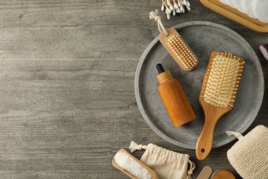 Kişisel bakım konsepti, kişisel bakım için bambu aksesuarlar.