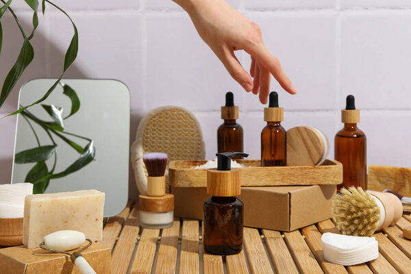 Self care concept, bamboo accessories for self care