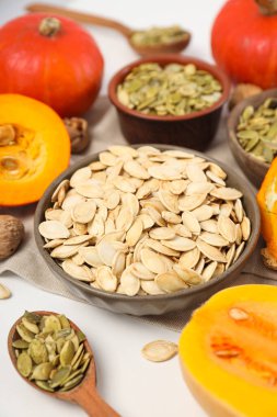 Sonbahar sezonu için yemek malzemeleri - kabak çekirdeği, balkabağı