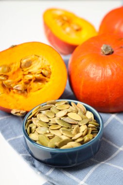 Sonbahar sezonu için yemek malzemeleri - kabak çekirdeği, balkabağı