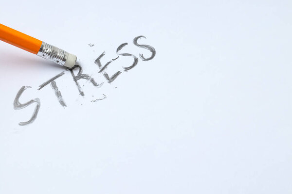 Word Stress and pencil on white background, space for text