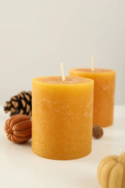 Orange Candles Cone White Background — Stock Photo, Image
