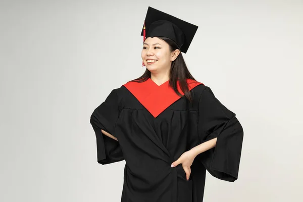 Egy Gyönyörű Ázsiai Származású Lány Egy Diák Érettségi — Stock Fotó
