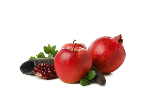 Png Apples Pomegranate Horn Isolated White Background — Stock Photo, Image