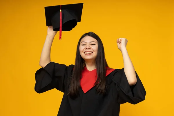 Une Belle Fille Origine Asiatique Étudiante Diplômée — Photo