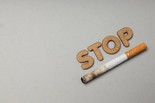 Sigara Bağımlılığı Kavramı Kelime Dur Üst Görünüm — Stok fotoğraf