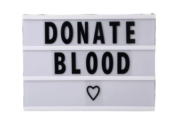 Png海报上写着 因白人背景而隔离的献血 — 图库照片