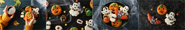 Collage Fotos Para Halloween Concepto Accesorios — Foto de Stock