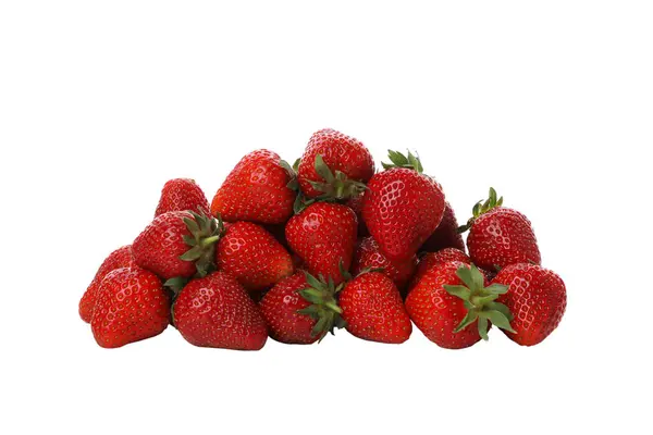 Png Erdbeeren Mit Blättern Auf Weißem Hintergrund — Stockfoto