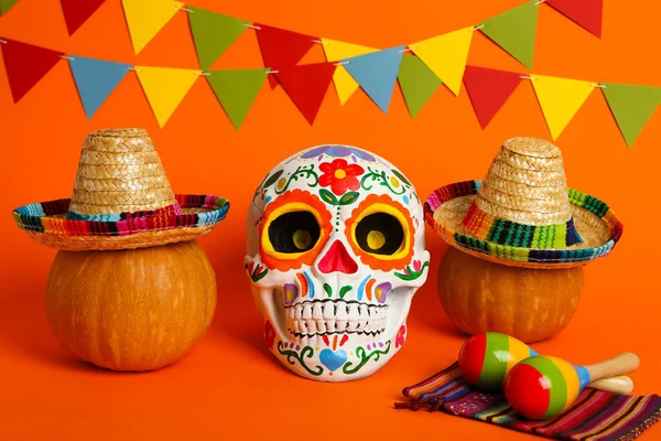 Розфарбований Людський Череп День Мертвих Мексиці — стокове фото
