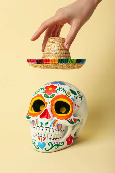 Festett Koponya Mexikói Holtak Napjára — Stock Fotó