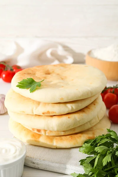 Tasty Bakery Food Concept Delicious Pita Food Making Home — Stock Photo, Image