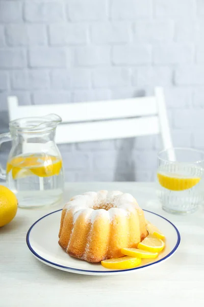 Sabroso Concepto Comida Para Hornear Delicioso Pastel Limón —  Fotos de Stock