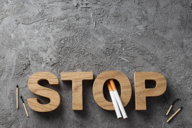 Sigara bağımlılığı kavramı, kelime: Dur, üst görünüm.