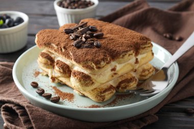 Tatlı yemek kavramı, Tiramisu keki, kapat.