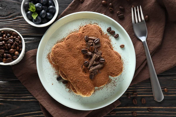 Konzept Des Süßen Essens Tiramisu Kuchen Draufsicht — Stockfoto