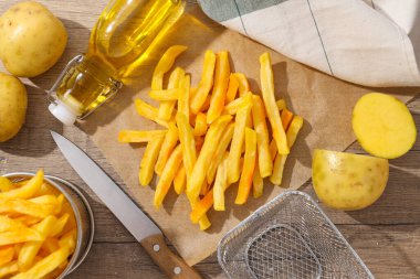 Kızarmış patates, fast food konsepti, abur cubur.