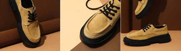 Колаж Фото Чоловічого Класичного Взуття — стокове фото