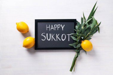 Mutlu Sukkot Festivali, Yahudi bayramı konsepti.