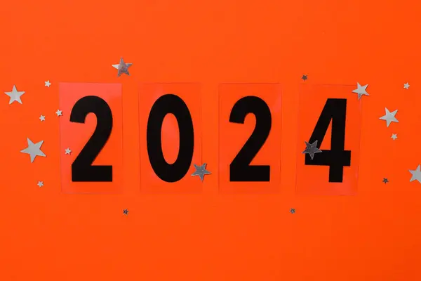 Konseptet Med Feire Nyttår 2024 Inskripsjonen Lys Bakgrunn – stockfoto
