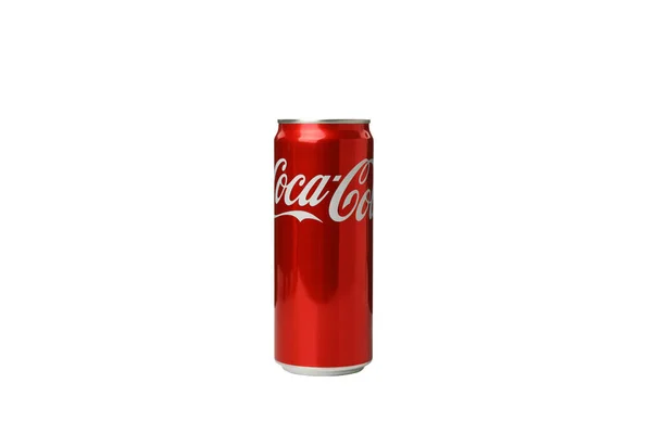 Ucraina Kiev 2023 Png Lattina Coca Cola Con Ghiaccio Isolata — Foto Stock