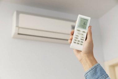Kadın el kumandası klimadan uzaktan kumanda, metin için boşluk